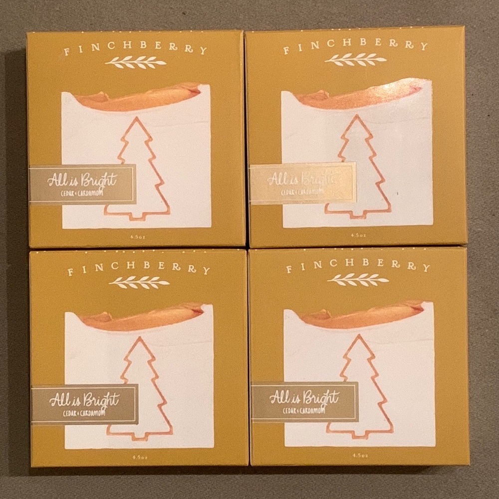 4 Finchberry All is Bright Bath Soap Cedar and Cardamom 4.5 Ounces Handcrafted